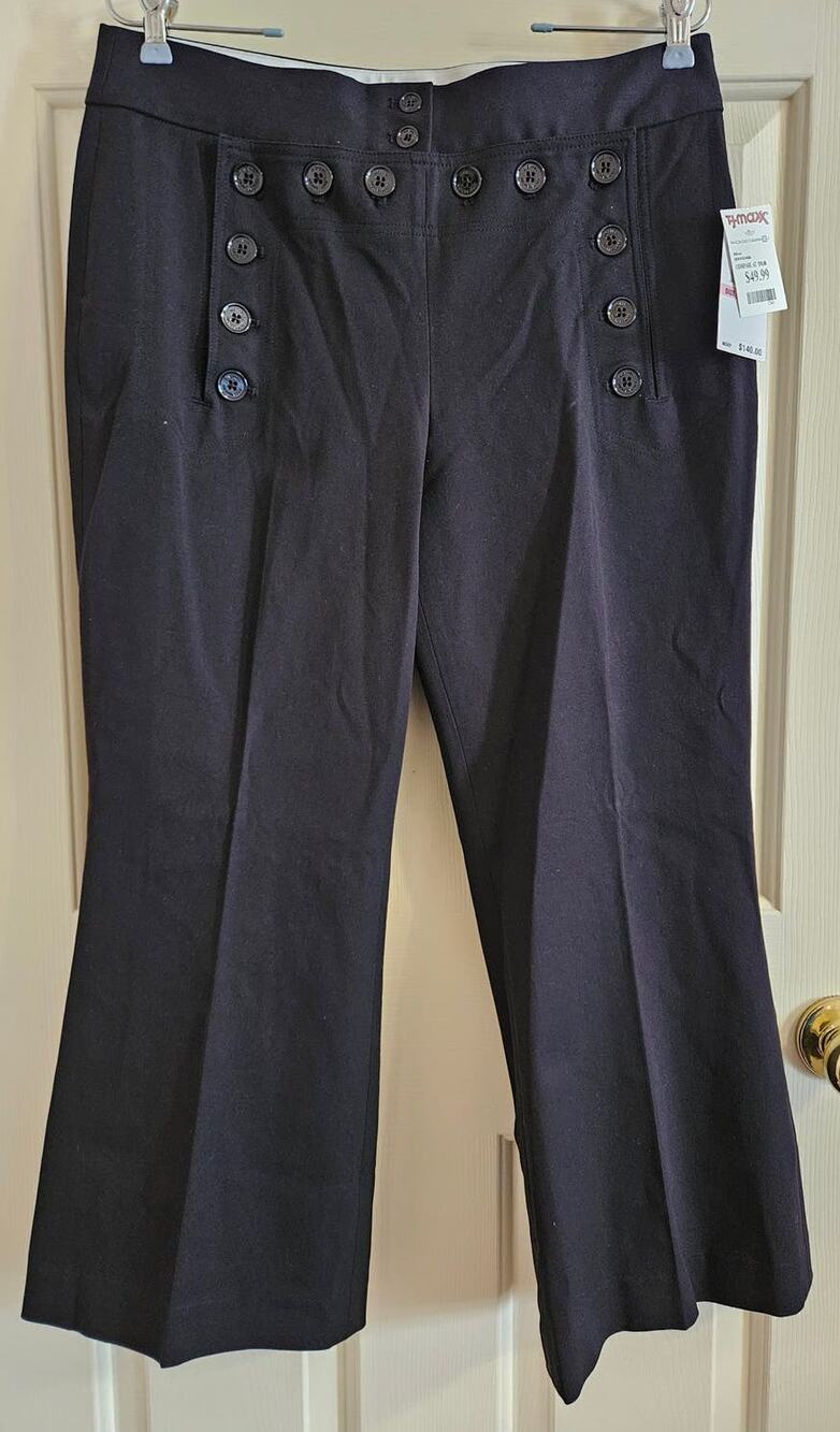 NWT Michael Michael Kors Dress Pants Black Size 10 Button Front Design
